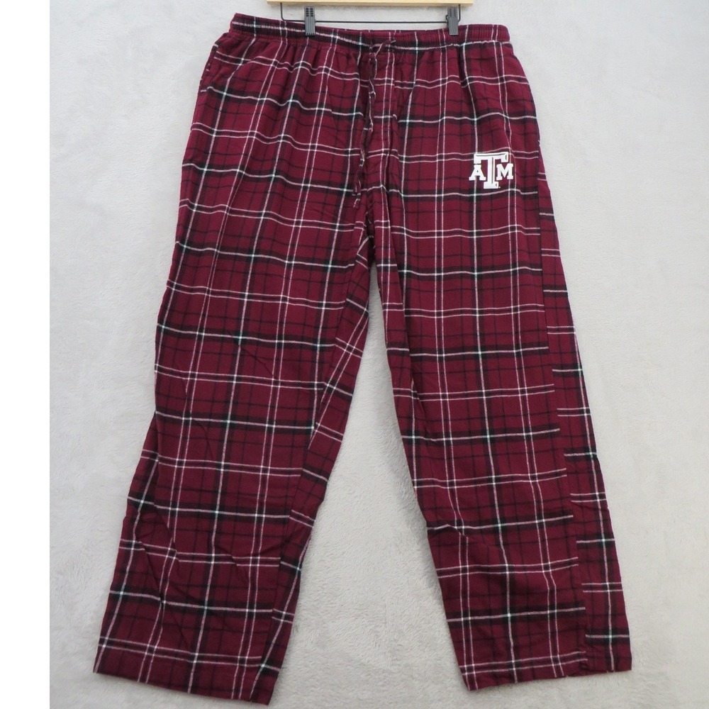 Texas A&M Aggies Mens Pajama Pants Maroon Plaid Lounge Bottoms Drawstring Large